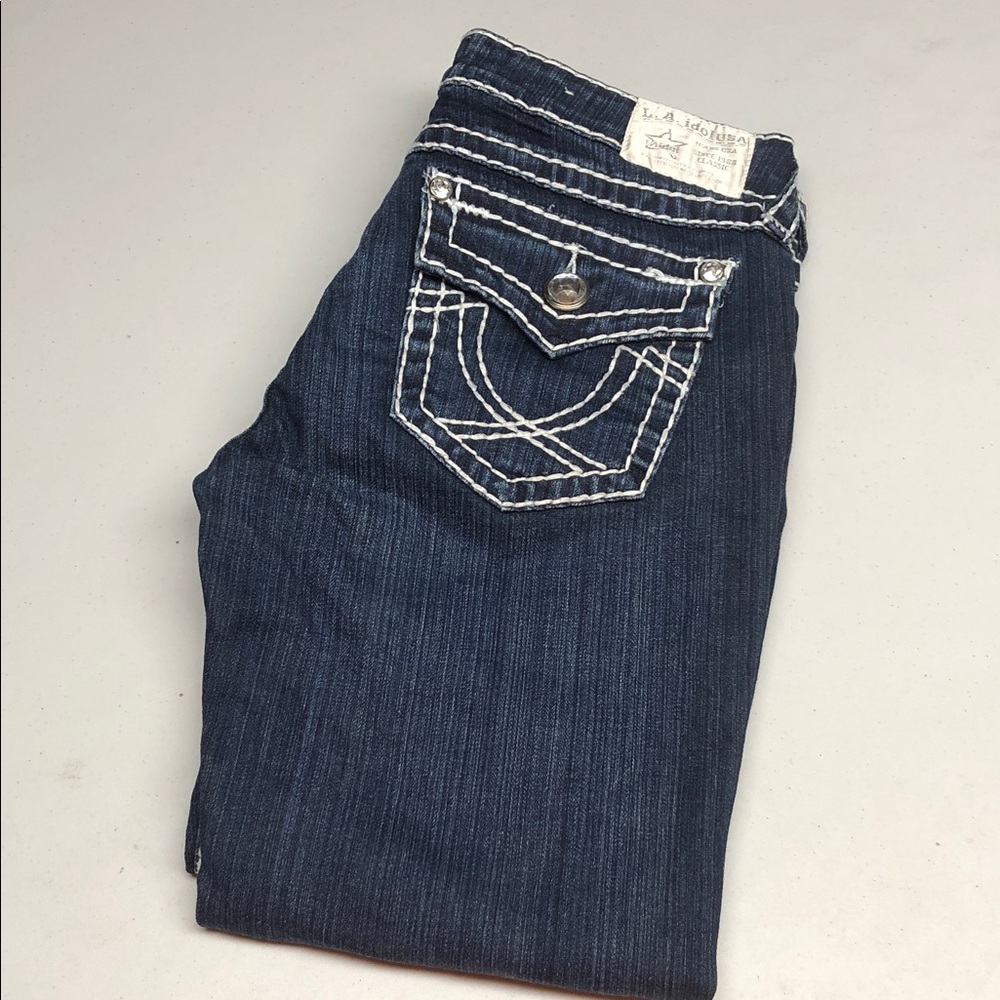 LIKE NEW LA IDOL DENIM CAPRI JEANS 9/31x21.5 CRYSTALS 💎